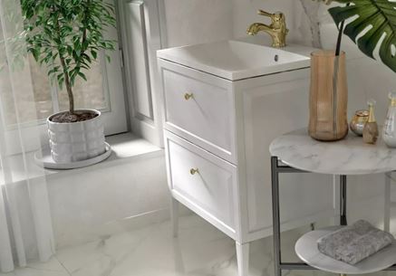 Biała szafka łazienkowa z kolekcji Oristo Montebianco