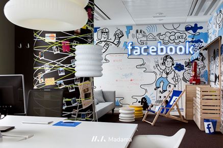 Aranżacja biura Facebooka - projekt biura Madama