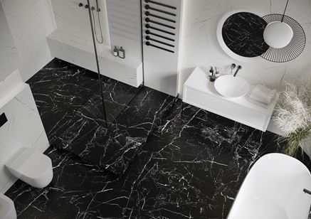 Marmurowa łazienka w czerni i bieli Cerrad Marmo