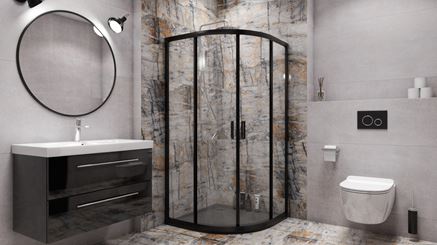 Nowoczesna łazienka z płytami imitującymi kamień
