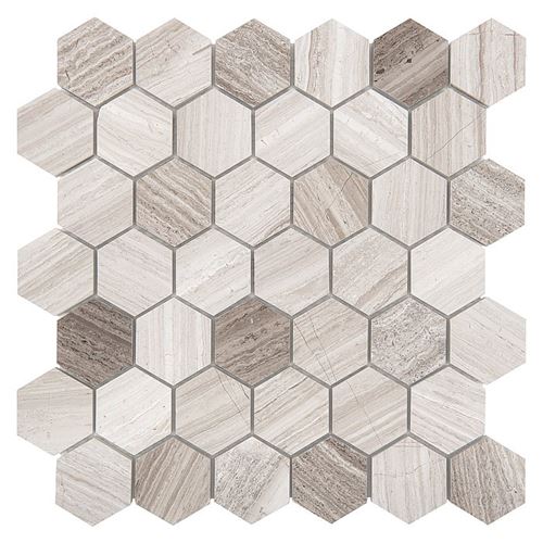 Azario Woodstone Grey Hexagon 48