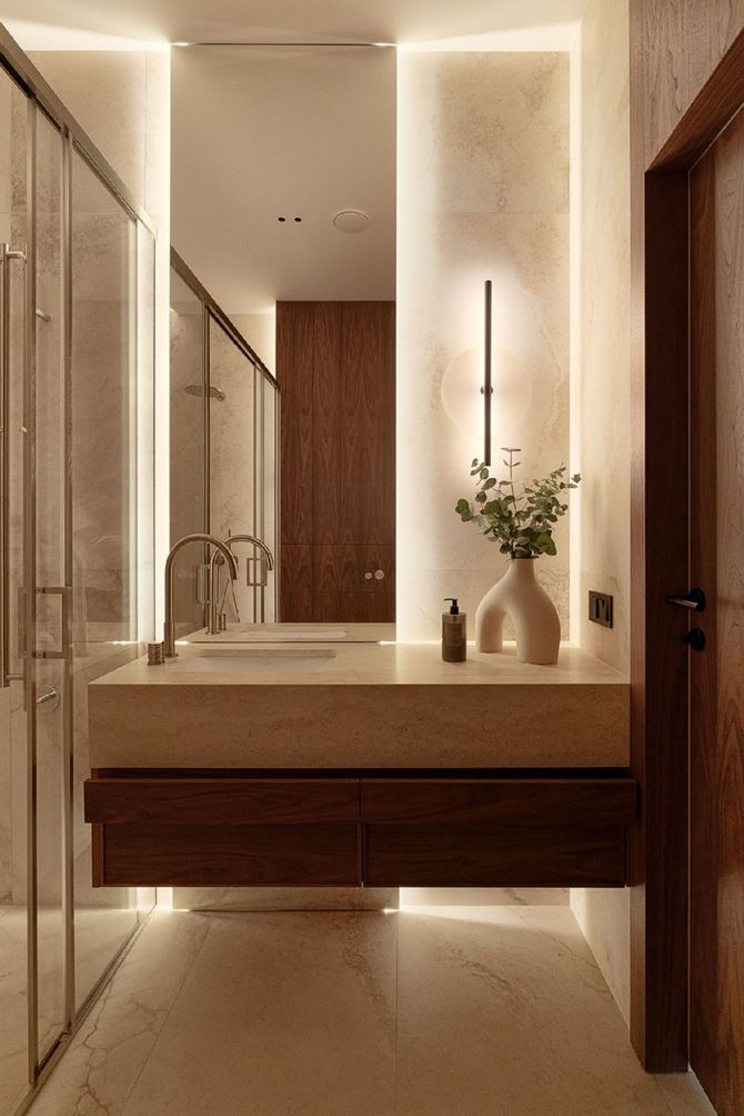 Beżowa łazienka, projekt SAAN Architects.jpg