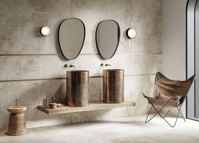 Łazienka w stylu glamour w szaro-brązowym wykończeniu