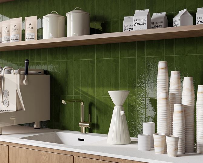 Detal zielonych cegiełek z kolekcji Cerrad Palette