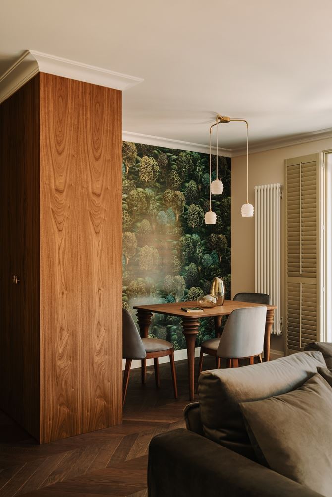 Tapeta w jadalni - pomysł na aranżację kącika jadalnianego. Projekt Pracownia Buduar,  Zdjecia-Migdał Studio (17)-min.jpg