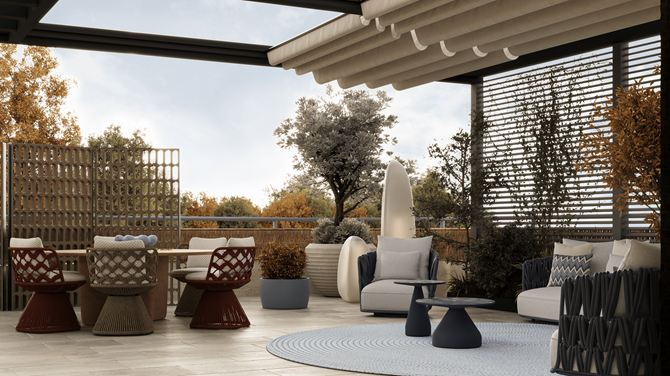 Taras przy apartamencie projektu MODEKO Studio