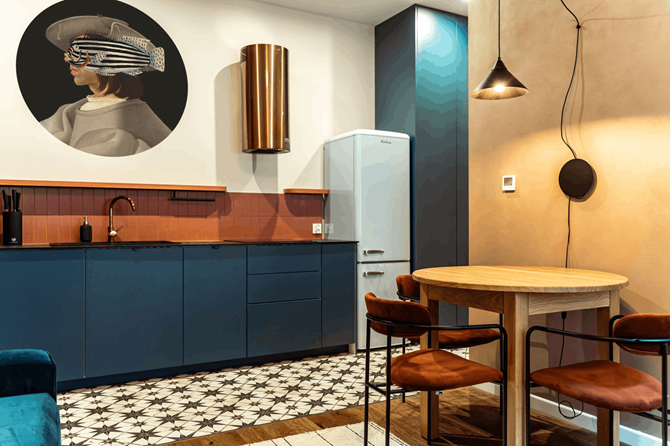 Wielobarwna kuchnia z jadalnią, projekt Kovvalskiej.png