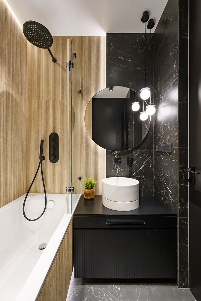 Mała łazienka, projekt Miśkiewicz Design