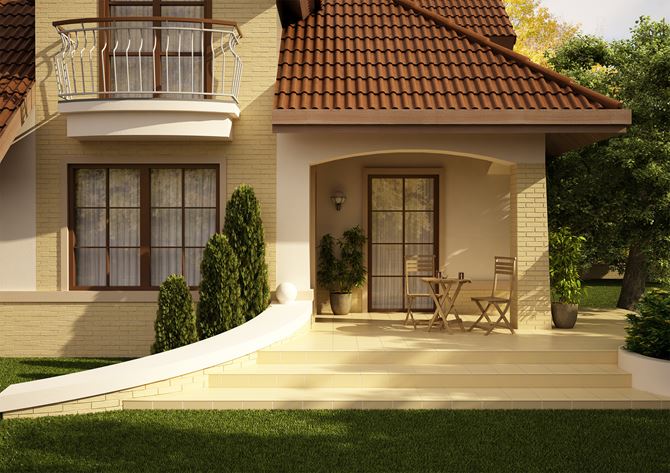 Weranda w klasycznym wykończeniu klinkierem Cerrad Piaskowa