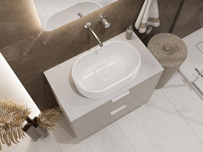 Strefa umywalkowa z owalną ceramiką IÖ Platia