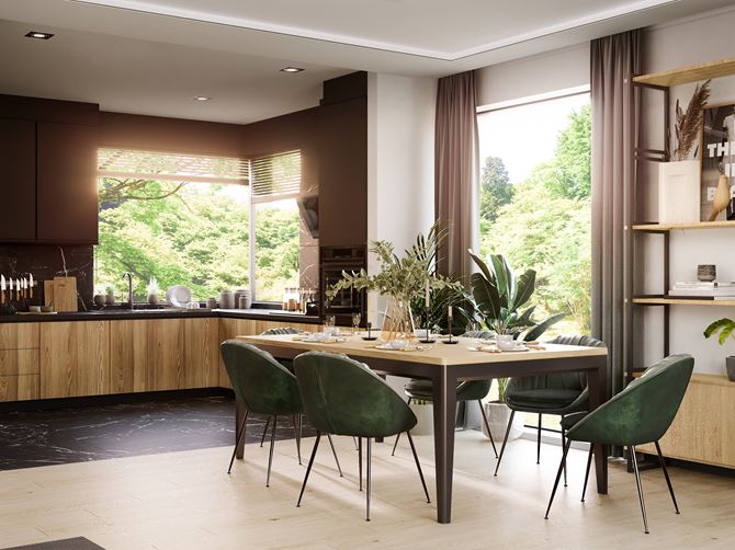 Kuchnia z jadalnią otwarta na salon