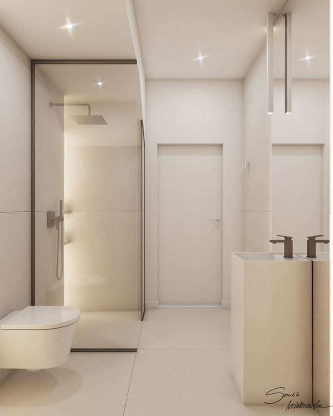 Beżowa łazienka na poddaszu