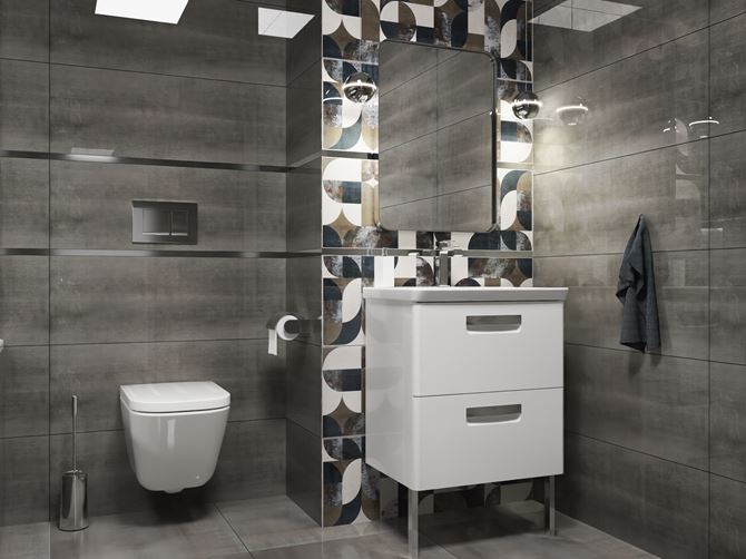 Geometryczne dekory w nowoczesnej łazience