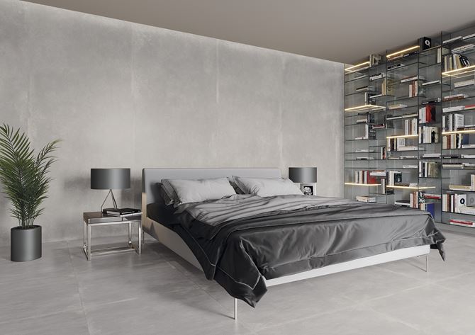 Sypialnia w stylu industrialnym w betonie Cerrad Modern Concrete