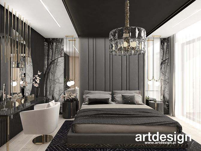 Luksusowa aranżacja sypialni w czerni