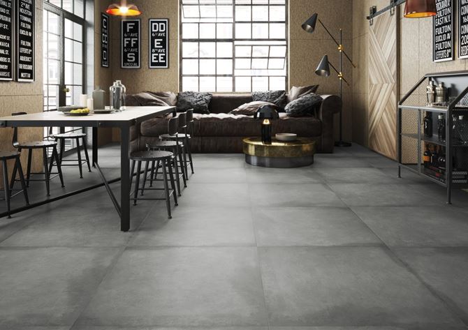 Pomysł na elegancki salon z wykorzystaniem płytek Cerrad Lukka