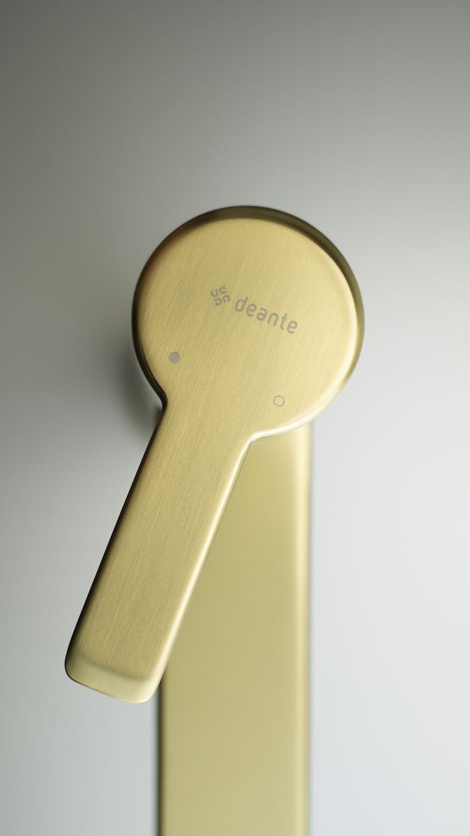 Bateria umywalkowa stojąca złota szczotkowany Deante Arnika Gold