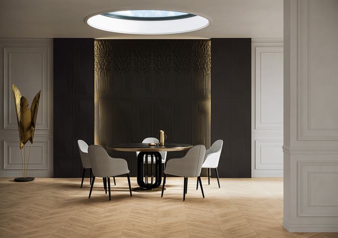 Jadalnia w stylu glamour z czarną strukturą Paradyż Cold Princess