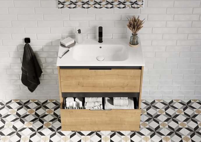 Roca Alpine A852014464 - Wisząca Szafka z Umywalką 80 - Domni.pl