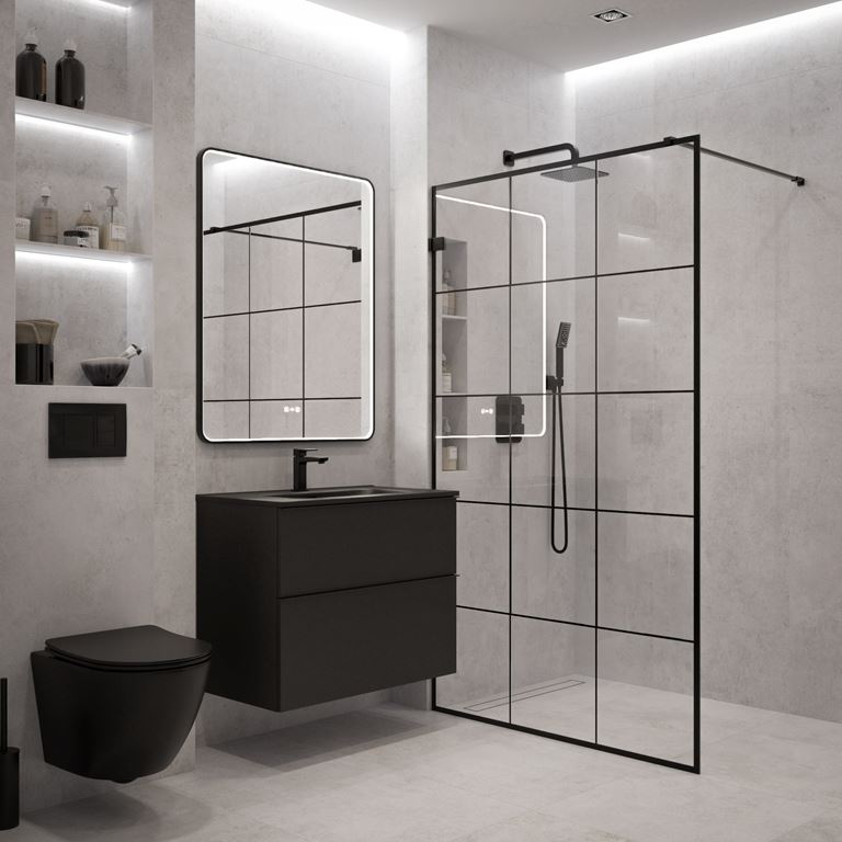 Łazienka kamienna z kabiną walk-in