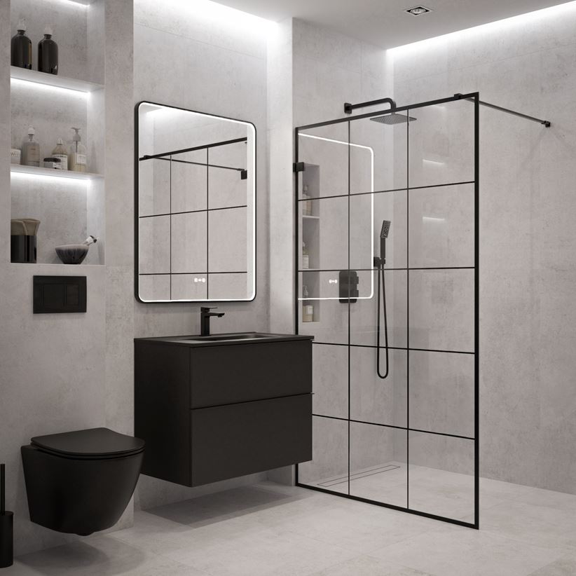 Łazienka kamienna z kabiną walk-in