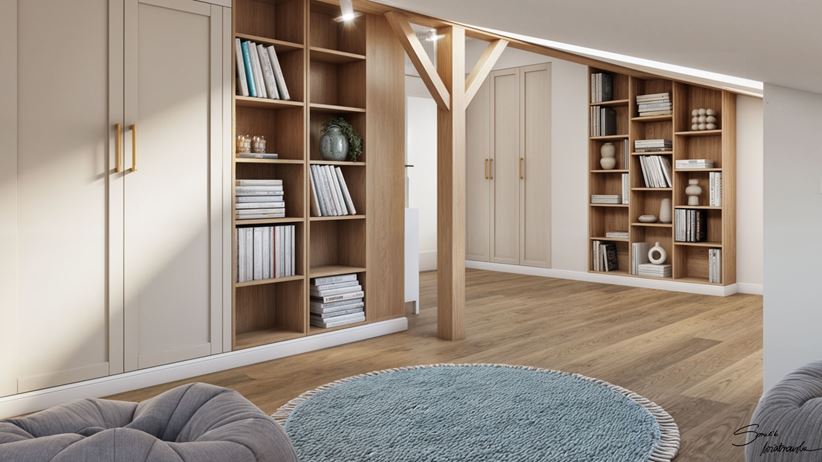 Duży gabinet na poddaszu