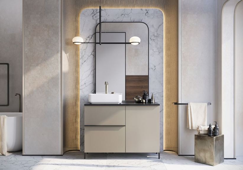 Beton i marmurowe akcenty w stylowej łazience