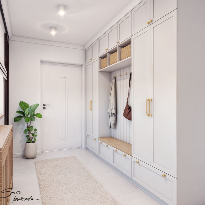 Elegancki wiatrołap z białą zabudową