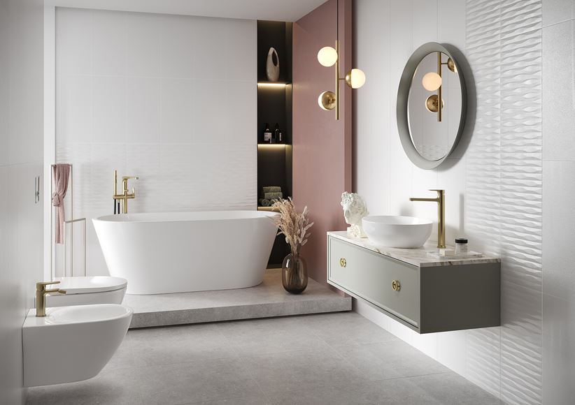 Elegancka łazienka w stonowanych kolorach Opoczno Parmina