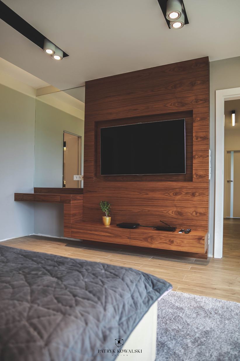 Sypialnia z rysunkiem eleganckiego drewna