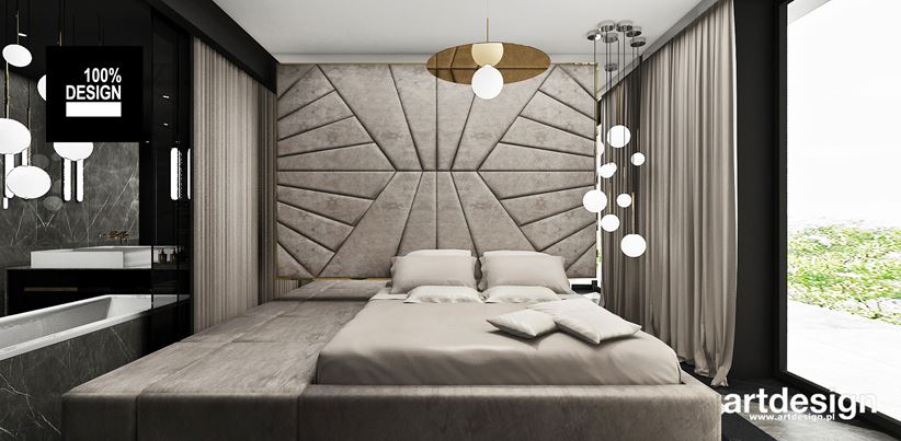 Luksusowe łóżko z leżanką i tapicerowaną ścianą wezgłowia