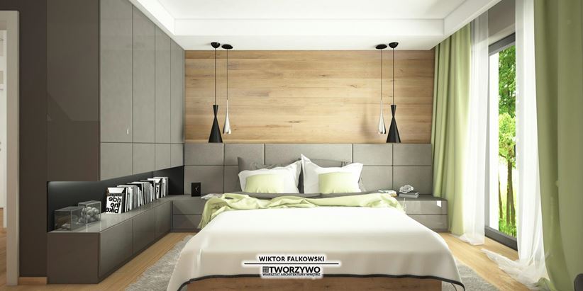 Sypialnia na poddaszu z dodatkiem drewna