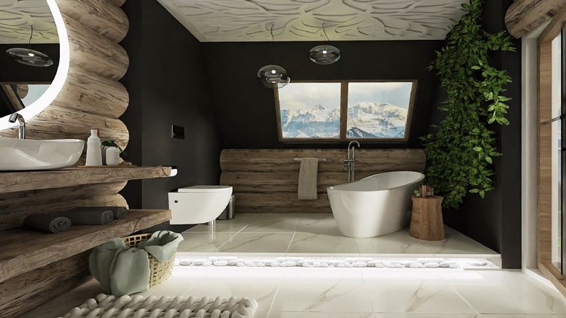 Rustykalna łazienka w góralskim stylu