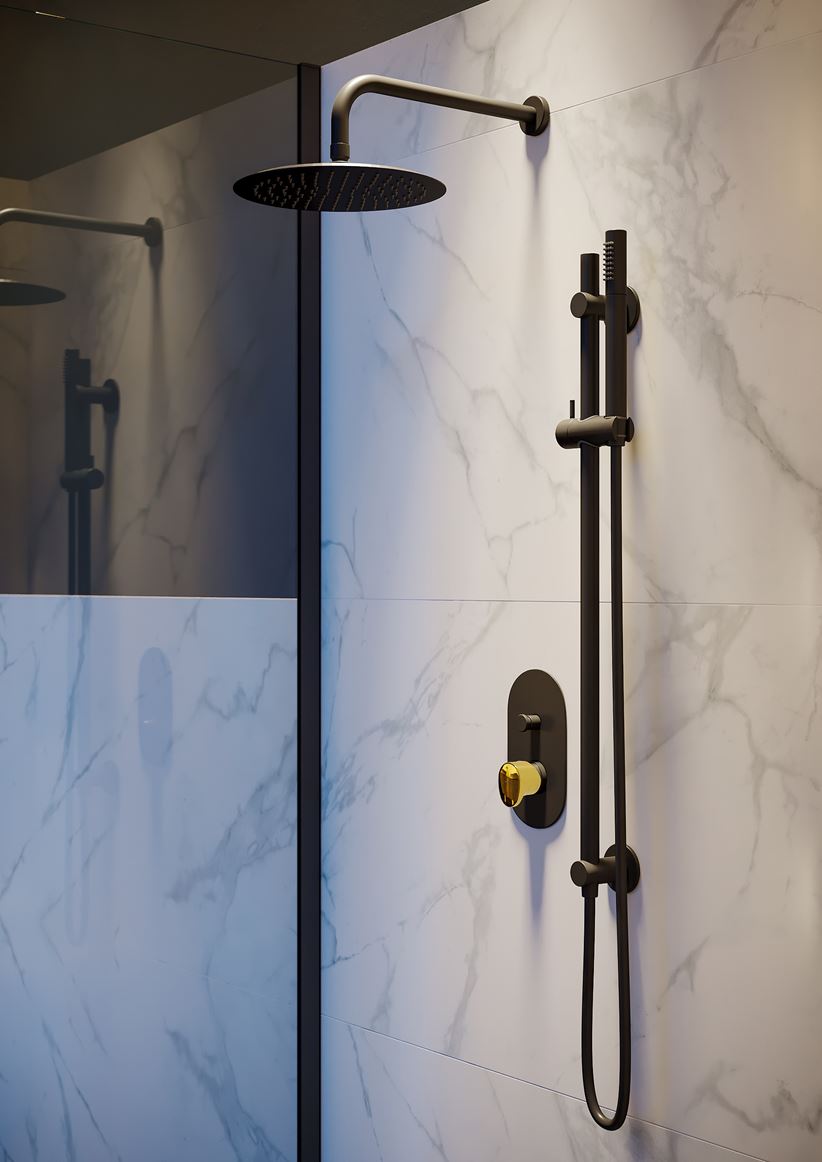 Czarny zestaw prysznicowy z kolekcji Cersanit Inverto