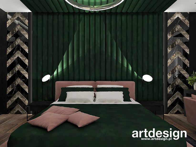 Butelkowa zieleń w sypialni