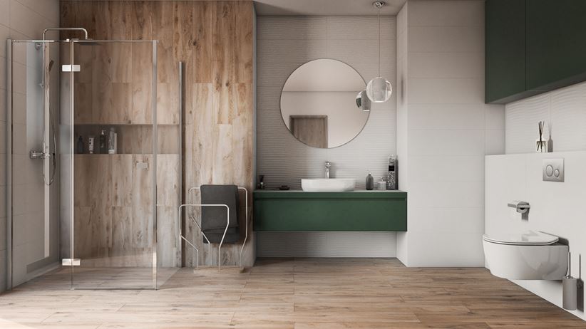 Biel i drewno w nowoczesnej łazience