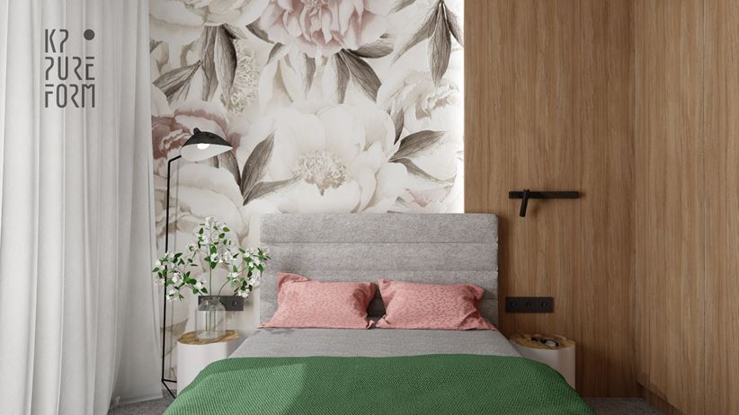 Romantyczna sypialnia z kwiatami