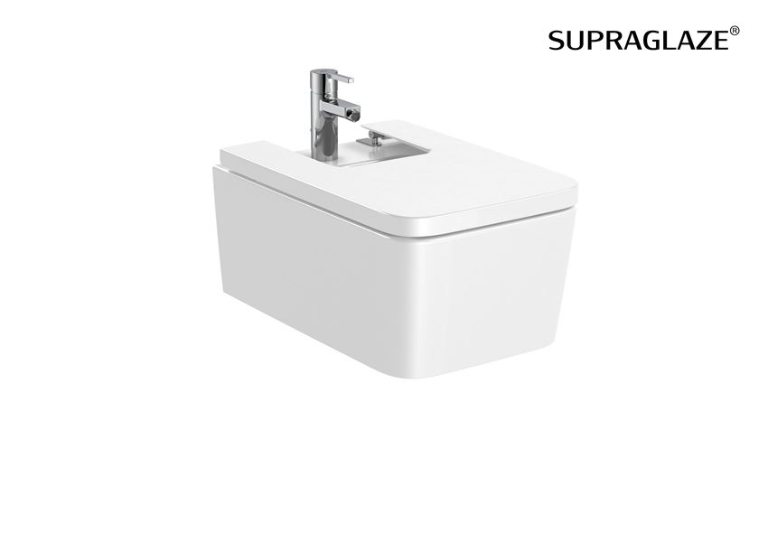 Bidet wiszący Square z powłoką Superglaze 37x56x23 cm biały Roca Inspira