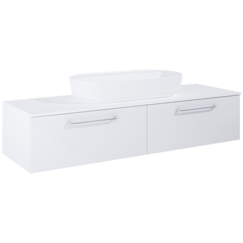 Komoda bez uchwytów i umywalki 160 cm white hg Elita Look Slim 160 2S