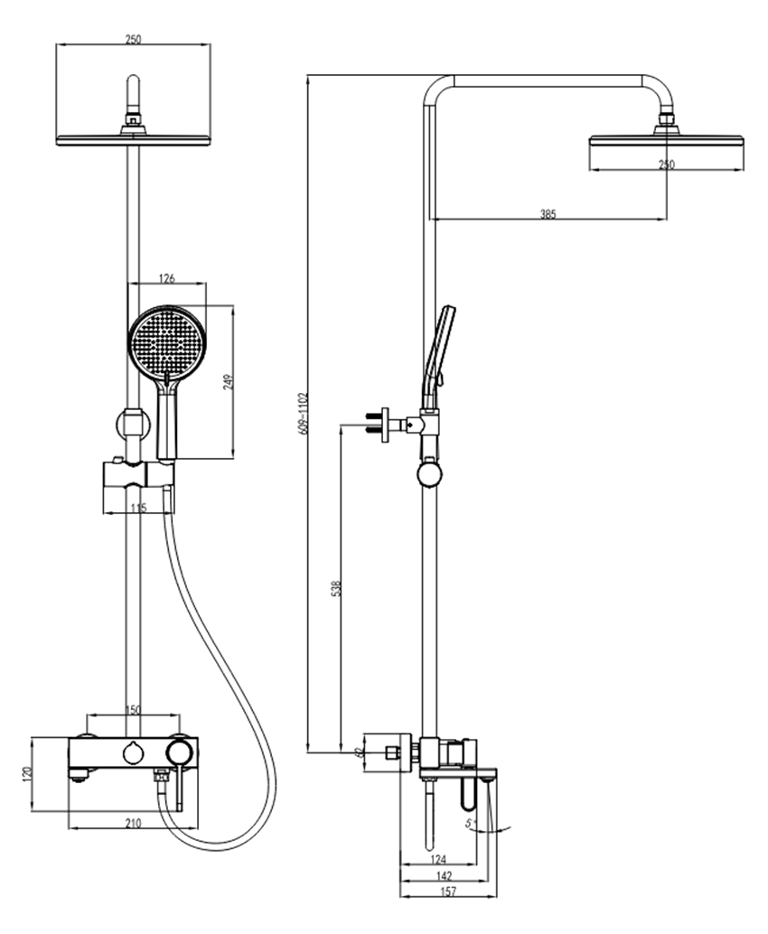 Zestaw prysznicowy z baterią gun metal FDesign Zaffiro