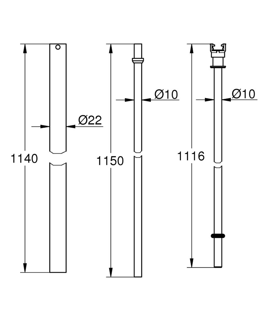 Rura Grohe 48053000 rys techniczny