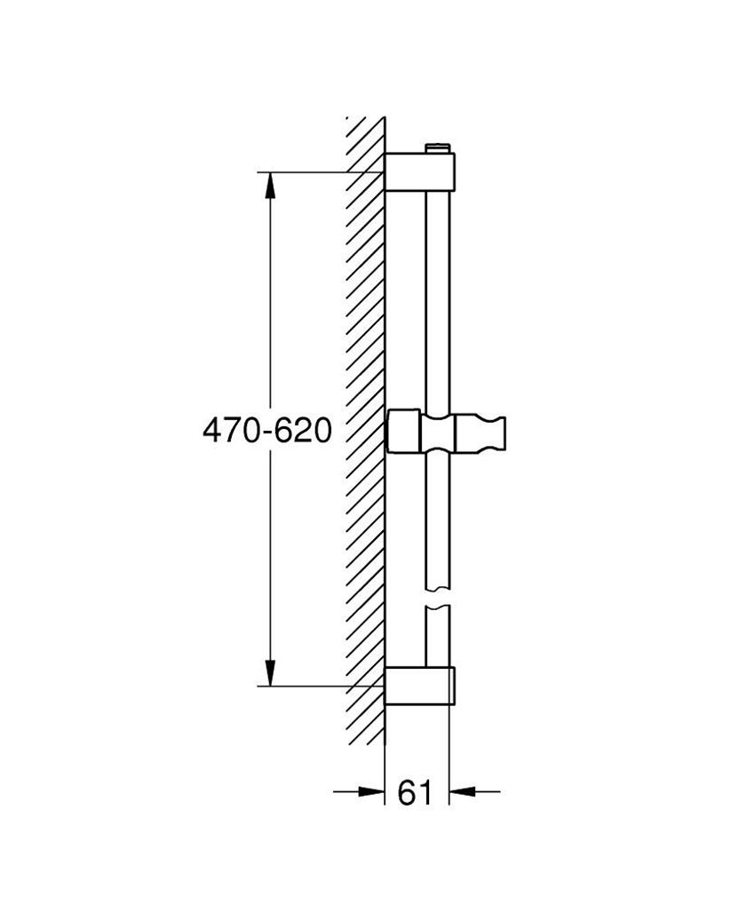 Drążek prysznicowy Grohe Tempesta 275232431 rys techniczny