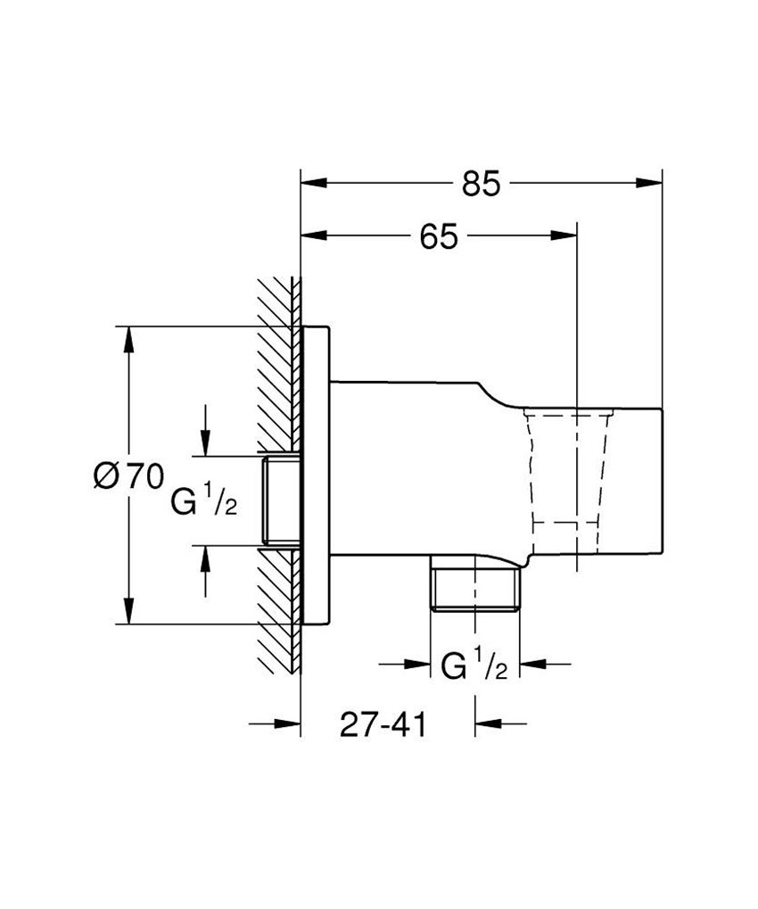 Kolanko przyłączeniowe Grohe Vitalio Universal 269622431 rys techniczny