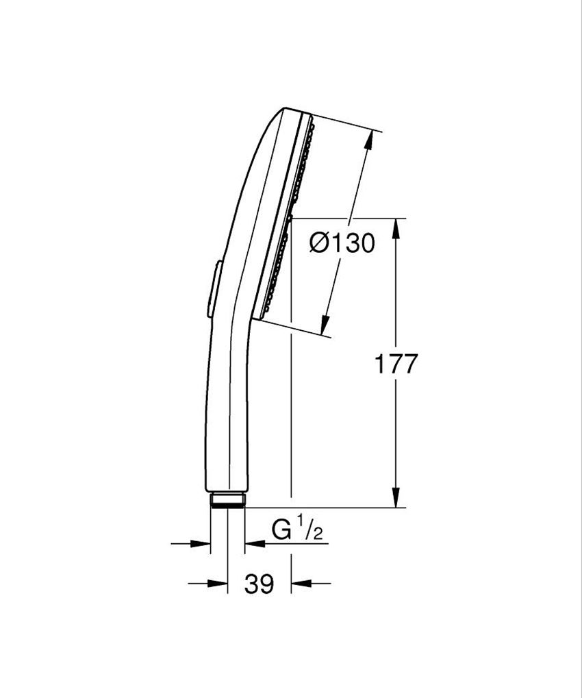 Prysznic ręczny Grohe Rainshower Aqua 101676AL00 rys techniczny