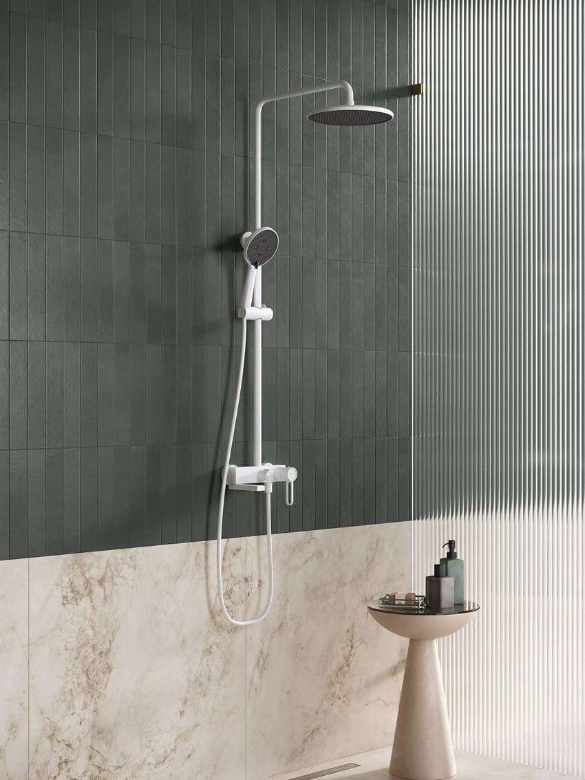 Zestaw prysznicowy z baterią biały mat FDesign Zaffiro