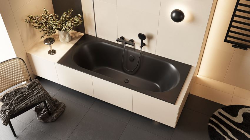 Wanna prostokątna Slim 160x75 cm czarny mat Excellent Oceana Slim