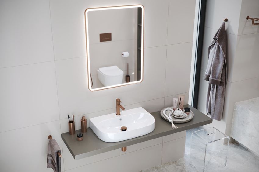 Umywalka ścienna/nablatowa 60 cm biały połysk Excellent Oceana