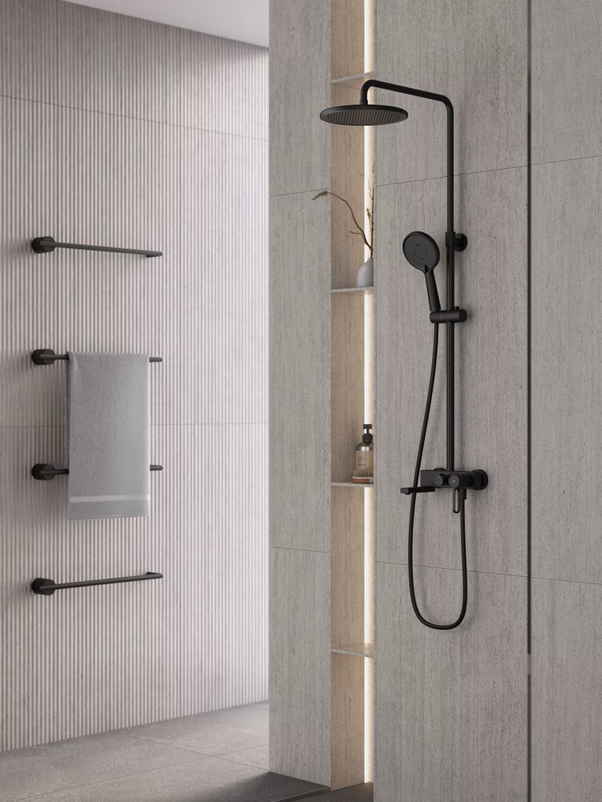 Zestaw prysznicowy z baterią czarny mat FDesign Zaffiro