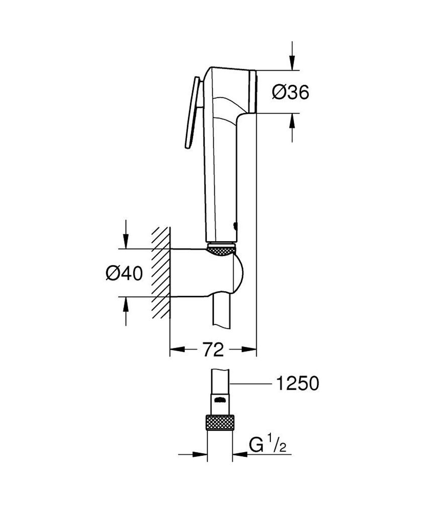 Zestaw prysznicowy Grohe Tempesta-F Trigger Spray 30 27513DC1 rys techniczny