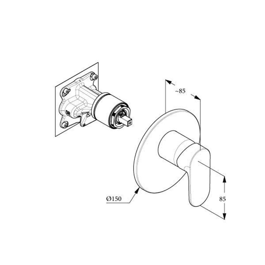 Podtynkowa bateria natryskowa, do KLUDI-SLIM.BOXX 88022 Kludi X1 rysuenk